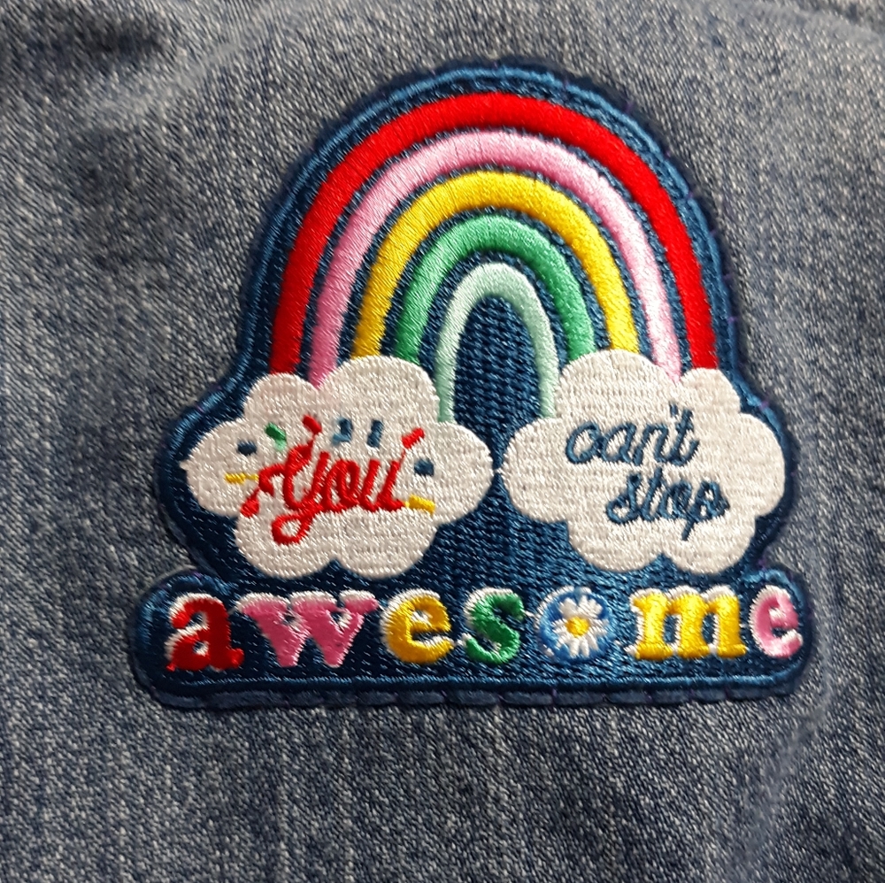 SOLD @MARKET! Upcycled 5T girls patch jacket. SO CUTE MUST SEE! 🌈 & 😃 - Picture 6 of 15